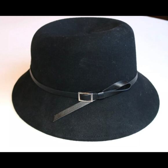 Nine West Hat Black 100% Wool Felt Hat CLASSIC - Picture 1 of 6